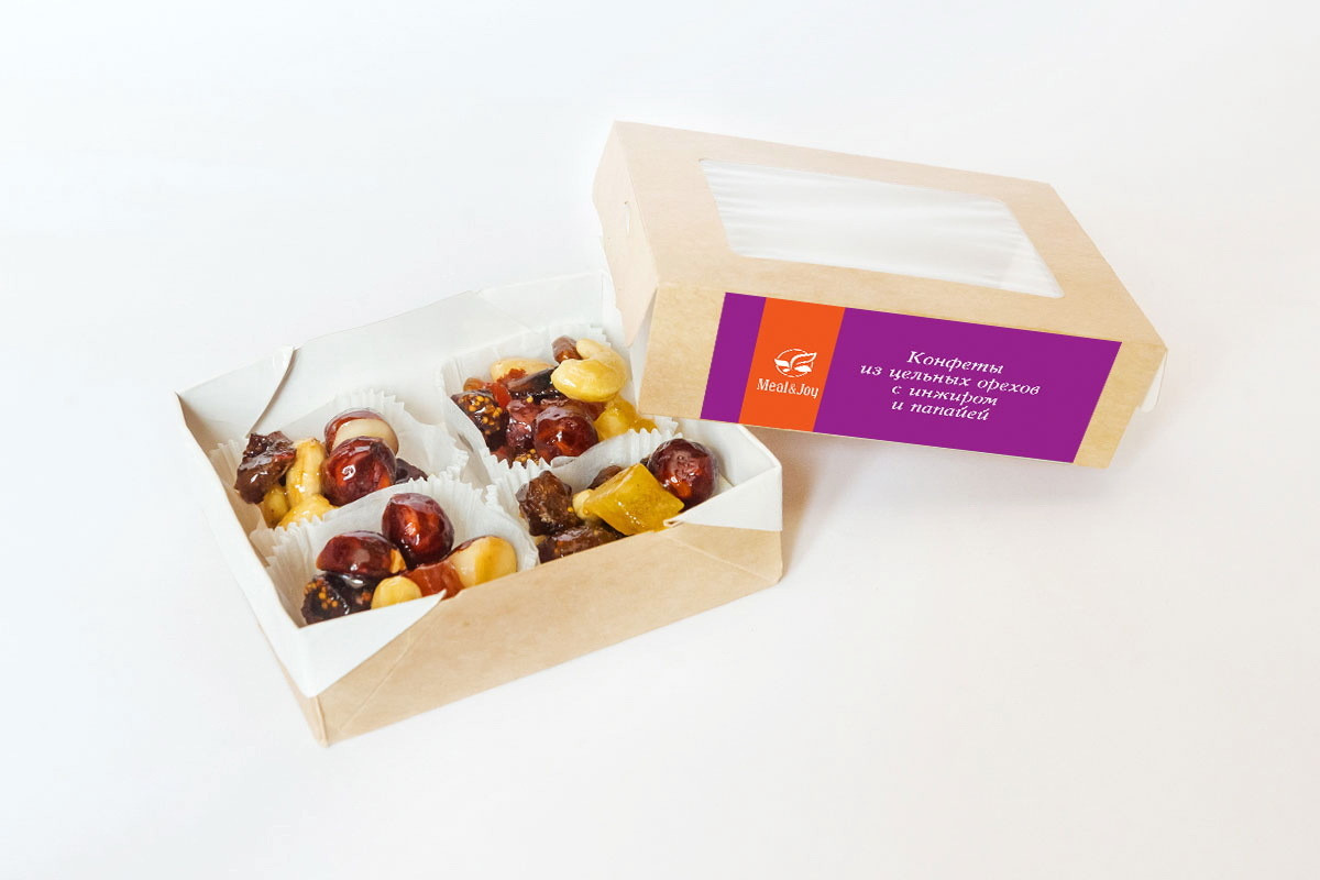 Enjoyment Candies "Конфеты из цельных орехов с инжиром и папайей", 65 г.