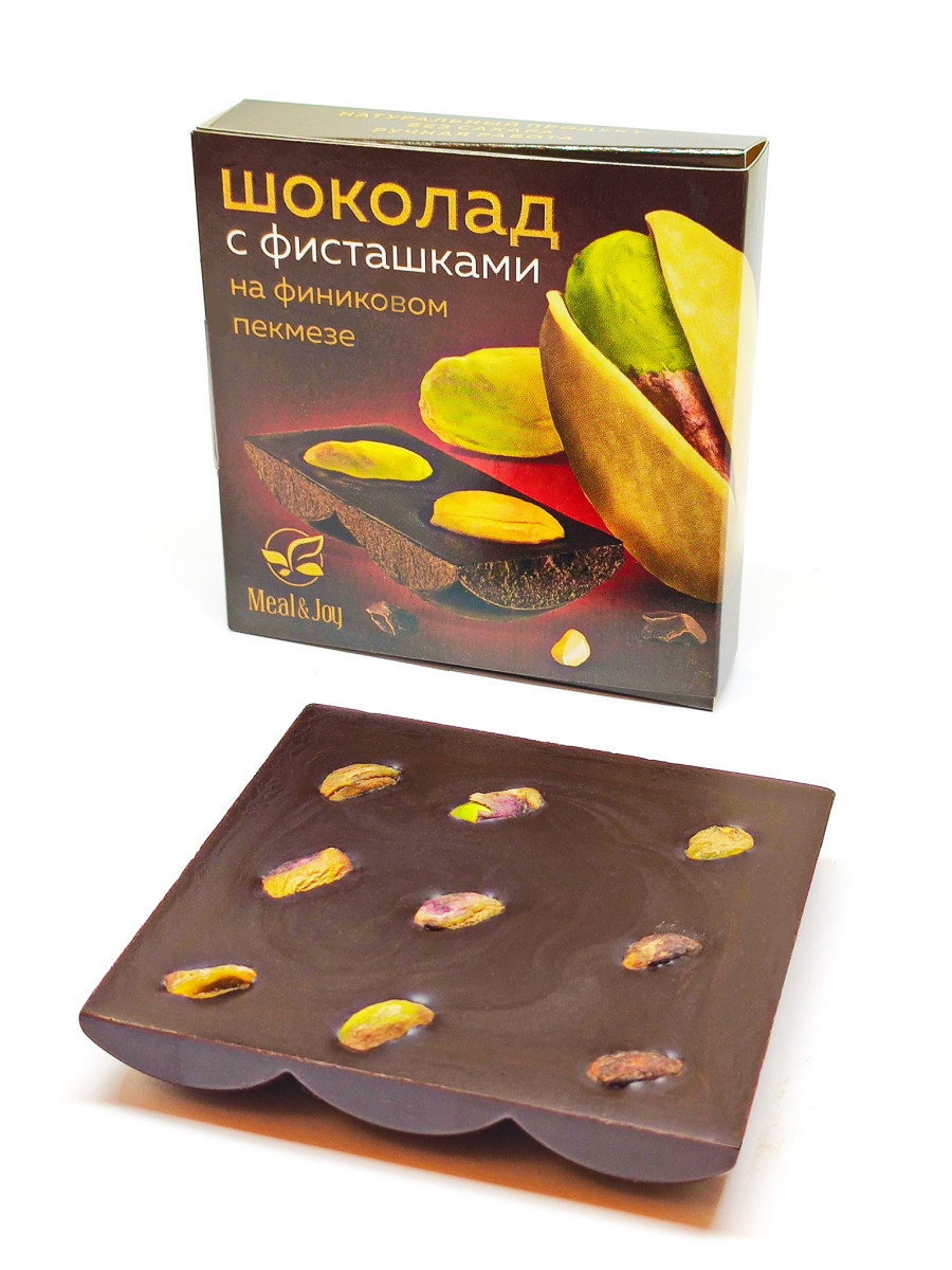 Шоколад на финиковом пекмезе с фисташками, 70 г.