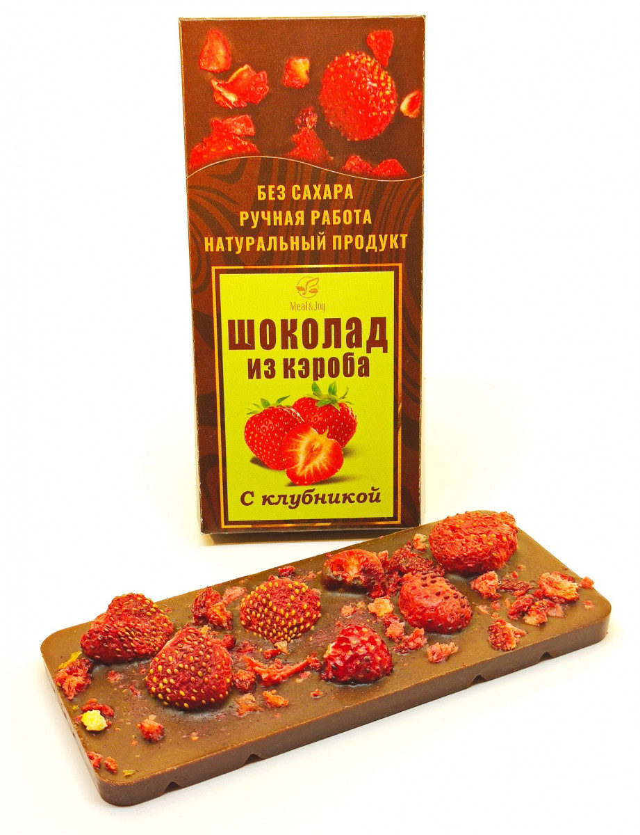 Шоколад из кэроба с клубникой, 50 г.