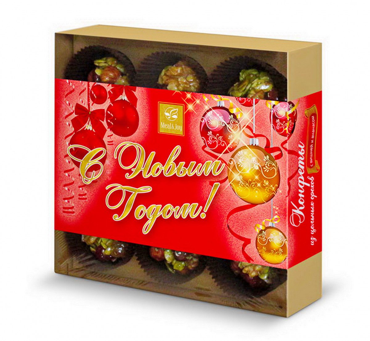 NY  Gift "С Новым Годом!" - Конфеты из орехов с вишней и ананасом, 165 г