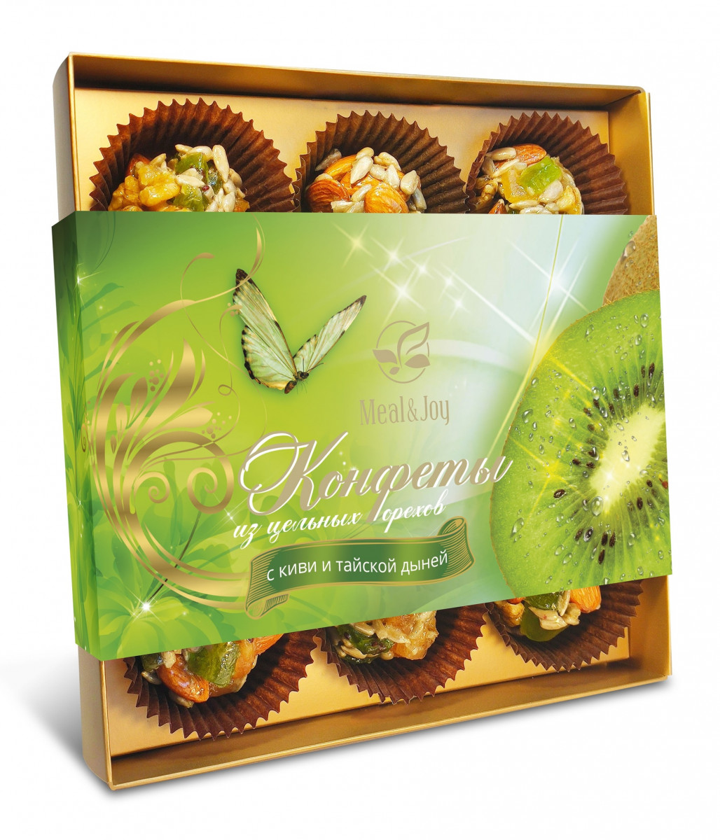 Gift Candies "Конфеты из цельных орехов с киви и тайской дыней", 165 г (картонная упаковка)