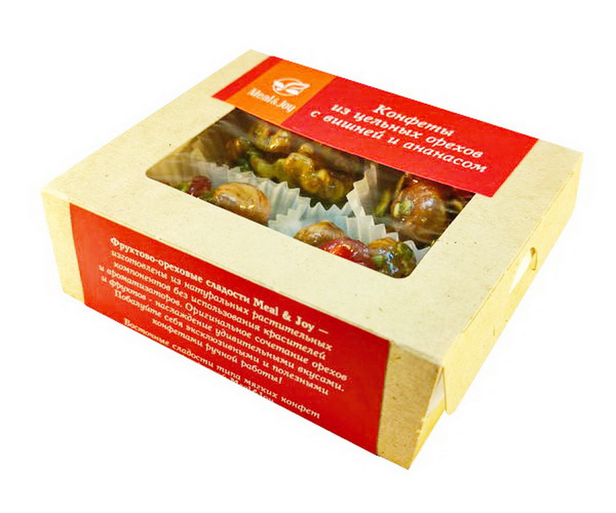 Enjoyment Candies "Конфеты из цельных орехов с вишней и ананасом", 65 г.